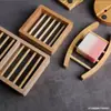 Plato para Jabón de Madera de Bambú Creativo Caja de Jabón Soporte de Madera para Jabón Hecho a Mano Portajabón Drenante para Baño Inodoro Venta al por Mayor