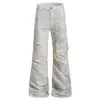 Calça de Trabalho Flare Desgastada Feita à Mão Oreeta para Homens e Mulheres, Estilo Trendy High Street, Calça Longa Slim Fit