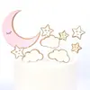 Pacote com 10 Decorações de Bolo Estrela Lua Bola de Pelo Nuvem Inserção Balão Arco-Íris Decoração de Mesa de Sobremesa de Aniversário