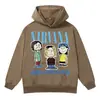 Sudadera con capucha pesada de algodón lavado tipo copo de nieve 410 g con estampado retro de récord del grupo de chicas de K-pop NewJeans para mujer