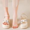 Sandalias de Boca Baja y Tacón Alto, Suelas Suaves, Estilo Coreano, Para Personas Bajas, No Cansan, Zapatos de Mujer Estilo Británico 2024 Celebridad de Internet, Elegantes