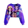 Huntrx Patrón Impreso en 3D Nuevo Estilo Transfronterizo Niñas Sudadera Corta Casual de Cuello Redondo
