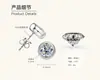 Pendientes de Plata de Ley S925 Redondos de Moissanita para Transmisión en Vivo de Tiktok, Estilo de Piedra Única, Tachuelas Unisex, Pendientes de Pareja