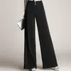 Calças de Pernas Largas Outono e Inverno para Mulheres, Material de Alfaiataria de Cintura Alta, Novo Estilo 2025, Calças de Dança para Mães de Meia-Idade, Calças Soltas Femininas
