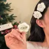 Copos de Nieve Bailando~Pasador de Lana Tejida de Copo de Nieve Blanco con Ambiente Navideño, Decoración de Pinza Lateral, Pasador de Viaje