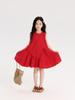 Pudding Roupas Infantis Haru Vestido Longo Sem Mangas para Meninas 2025 Novo Verão Estilo Férias Infantil Algodão Puro Vermelho