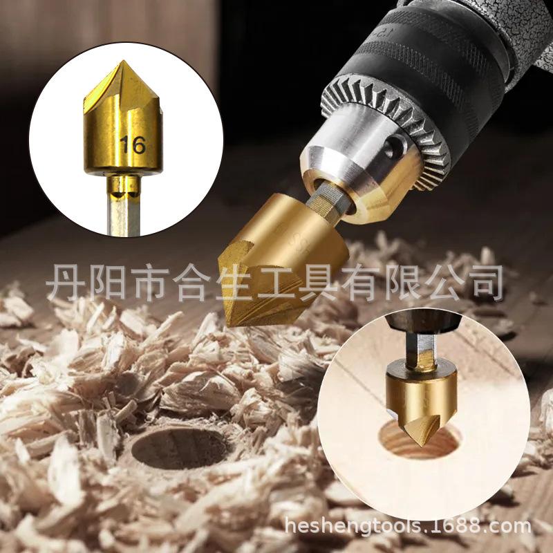 6PCS六角柄镀钛五刃倒角器-4-3