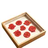 Decoración para el Hogar Nueva Placa Colgante de Texto de Bendición Hueca Oval Grande Roja Madera de Paz Auspiciosa Rodaja de Madera Adornos Festivos Personalizados Colgantes