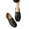 Mocassins de Couro Camélia para Mulheres 2025 Outono Novo Estilo Britânico Retro Sapatos Pequenos de Couro Flats Versáteis