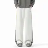 Calça de moletom listrada estilo americano, nova coleção de outono, corte solto, com caimento, color-blocking, bordada, calça longa casual versátil