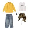 Ropa infantil de moda hip-hop para niñas, camisa moderna y genial, pantalones de mezclilla, traje de disfraz para baile grupal hiphop para niños