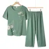 Conjunto de Dos Piezas de Pantalón Corto Transpirable de Algodón y Lino Estampado de Verano de Talla Grande Personalizado, Fresco, Cómodo, Suave y Portátil