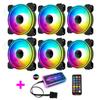Ventilador de Caja Cool Moonlight de 6 Pines 12cm Círculo Fino Multicapa Refrigeración RGB para Computadora de Escritorio Ventilador de Refrigeración Silencioso
