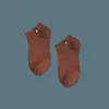 Calcetines para Mujer ins de Moda Tobilleros de Boca Baja Invisibles Oso Lindo Estilo Japonés Color Sólido Algodón Calcetines de Longitud Media Calcetines Cortos Finos para Mujer