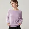 Suéter de Cachemira de Cuello Redondo para Mujer Color Sólido Cálido Manga Larga Tejido de Punto Otoño Invierno Nuevo Estilo Suave Pegajoso Amigable con la Piel Jersey Capa Base Ropa Interior