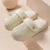 Pantuflas de Algodón para Pareja para Mujer en Invierno Interiores Antideslizantes Suela Suave Cálidas para Uso en Casa Estilo Coreano Zapatos de Postparto Pantuflas Peludas para Hombre en Invierno