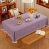 Mantel a Cuadros de Color Sólido al por Mayor con Borla Blanca Rectangular Decoración de Ambiente para Mesa de Comedor Estilo Ins Mesa de Comedor a Cuadros