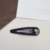 Pinza de tela negra simple estilo coreano con pedrería, aspecto vintage de alta gama, pasador para flequillo, pinza de pelo envuelta en tela