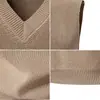 2025 Novo Colete Suéter Masculino Decote V Básico Moderno Solto Estilo Preguiçoso Casual Tricotado para Homens