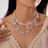 Conjunto de Dos Piezas de Estilo Resort Costero Collar con Perlas de Imitación Plisado Estrella de Mar con Cuentas Estilo Nicho Europeo y Americano Collar de Alta Gama