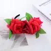 Nova tiara de cabelo com flores de rosa e folhas, acessórios para fotos, atacado de fábrica, laço