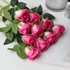 Ramo de Rosas Artificiales Tallo Único Rosa Montaña Nevada Planta Verde Decoración del Hogar Escritorio de Oficina Flor Tela de Seda Boda Flor Artificial