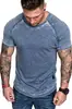 Nueva Camiseta Casual para Hombre con Textura Arrugada de Color Sólido Camiseta Casual Deportiva de Moda de Manga Corta Verano