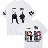 Camiseta de tamanho europeu transfronteiriça para o tour de Chris Brown e Usher 2026, para homens e mulheres, estilo Harajuku, manga curta, gola redonda, casual