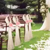 Decoración de Boda Transfronteriza Malla de Gasa Blanca Silla Pasillo Escena de Iglesia Floral Cortina de Gasa para Respaldo de Silla Decoración de Boda al Aire Libre