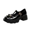 2024 Comércio Exterior Novo Estilo Europeu e Americano Cabeça Redonda Fivela em Forma de T com Fixador de Metal Desfile de Moda Plus Size Sapatos Femininos