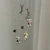 Tendencia de Moda Coreana y Japonesa Collar con Colgante de Oso de Piedra Natural y Circonita para Mujer 2025 Nuevo Otoño e Invierno Cadena Versátil para Suéter