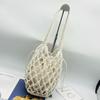 Bolso de Hombro de Bolsillo de Red Hueca Tejido con Cuerda de Algodón Artístico, Bolso de Mano de Cuerda de Mano, Bolso Tejido Hecho a Mano, Bolso de Verano Simple para Mujer