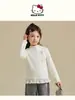 Camiseta Básica Forrada de Polar para Niñas Otoño e Invierno 2025 Colaboración Kuromi Cuello Semi Alto Encaje Forro Polar Espesado