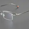 Gafas de Negocio sin Montura Ultra Ligeras Hechas a Mano con Montura de Titanio, Montura Grande de Moda para Caras Grandes, Adecuadas para Hombres y Mujeres, con Lentes Graduados, Anti Luz Azul, Fotocromáticas
