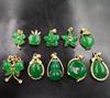 Artesano de Jade Viejo Nuevo Vacío Chapado en Oro Incrustado Jade Malayo Colgante Pequeño Colgante de Mariposa de Jade Verde Yang