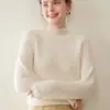 Suéter de Caxemira com Ponto Ingot, Gola Meia-Alta de Doze Pontos, Design de Moda, Novo Suéter Pulôver Confortável e Quente para Mulheres Outono e Inverno
