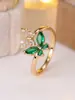 Anillos de Mariposa de Venta Caliente Transfronterizos, Anillos Abiertos de Circonita Microincrustada, Joyería Moderna Estilo Europeo y Americano al por Mayor