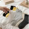 Calcetines cortos de encaje con volantes para mujer, calcetines de canalé de corte bajo de color liso, calcetines versátiles estilo japonés para niñas, suministro al por mayor