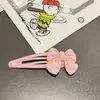 Presilha BB Rosa Pêssego com Gotejamento de Óleo Presilha Lateral Doce Coração para Cabelo Lateral Versátil Laço Presilha de Cabelo para Menina Fofa