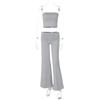 Top de tubo acampanado de color sólido y pantalones largos Amazon Set ajustado Moda femenina Transfronterizo Ropa nueva de mujer 2025 Verano