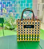 Cesta de Vegetais Puramente Tecida à Mão Bolsa Grande Capacidade Sacola de Compras Armazenamento para Férias Piquenique Azul Nova Bolsa Feminina 2025