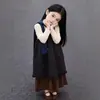 Conjunto de Ropa Estilo Mori para Niñas 2026 Primavera y Otoño Nuevo de Moda Estilo Coreano Conjunto de Vestido Chaleco de Lunares en Capas y Falda