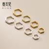 S925 plata lisa chapada en oro de 18K marco de cuentas hexagonales diy bolsa de material para pulsera cuentas accesorios de joyería al por mayor S0976