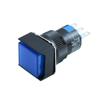 Interruptor de botón de autobloqueo 3/5 pines plano giratorio pulsador botón de control de máquina cuadrado azul con luz certificación CE