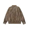 Yidao Vintage 2025 Otoño Nuevo Retro Americano Desgastado Deconstruido Patchwork Bloque de Color Cuello Solapa Holgada Chaqueta de PU para Hombre