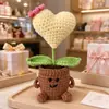 Adorno de Planta en Maceta Rosa Tejido a Mano Lindo con Manos y Pies Flor de Hilo Maceta Muñeca Decoración Creativa de Escritorio