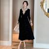 Vestido Negro de Terciopelo Nuevo Estilo Otoño 2026, Vestido de Noche Femenino, Vestido Largo Ajustado Estilo Francés 91512