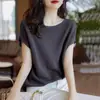 Nueva Camiseta Suelta de Verano 2026 para Mujer con Escote Bardot, Estilo Coreano, Top Favorecedor de Manga Murciélago, Tejido de Seda Helada