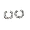 Aretes de temperamento versátiles con diseño retro de corte, aguja de plata S925, moda de personalidad, relieve dorado y plateado, pequeño círculo
