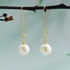 Pendientes de Perla Grande con Hebilla en U Estilo Francés Colgante de Perla Grande Pendientes para Mujer Lujo Ligero Temperamento Celebridad de Internet Moda Pendientes de Perla para el Día a Día